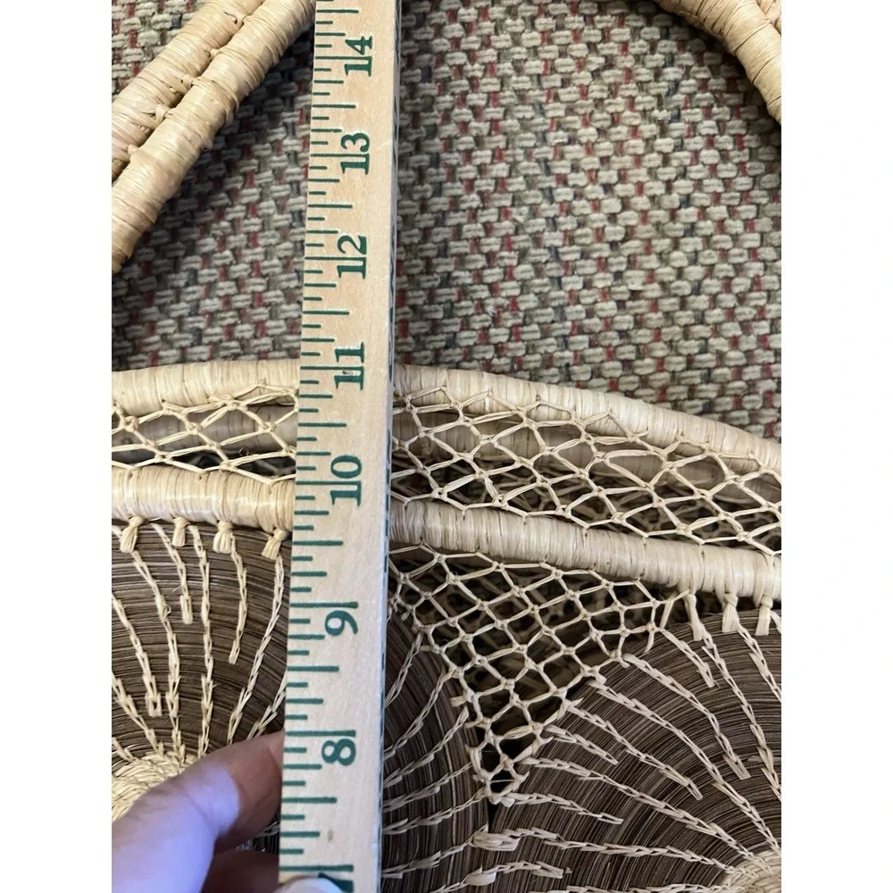 Trendy Beachy Handwoven Straw Basket Tote Purse Boho Woven Bag 10In X 11 In Lg